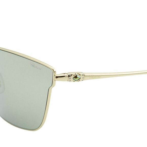 New Chopard Women Shield Sunglasses Pale Gold Frame Gray Mirrored Lens SCH-C20S - Picture 12 of 14